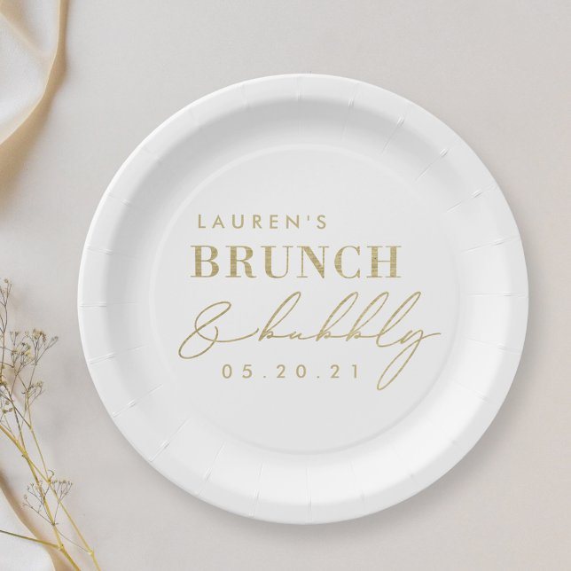 Plato De Papel Brunch y brindis moderno y simple para despedida d (Subido por el creador)