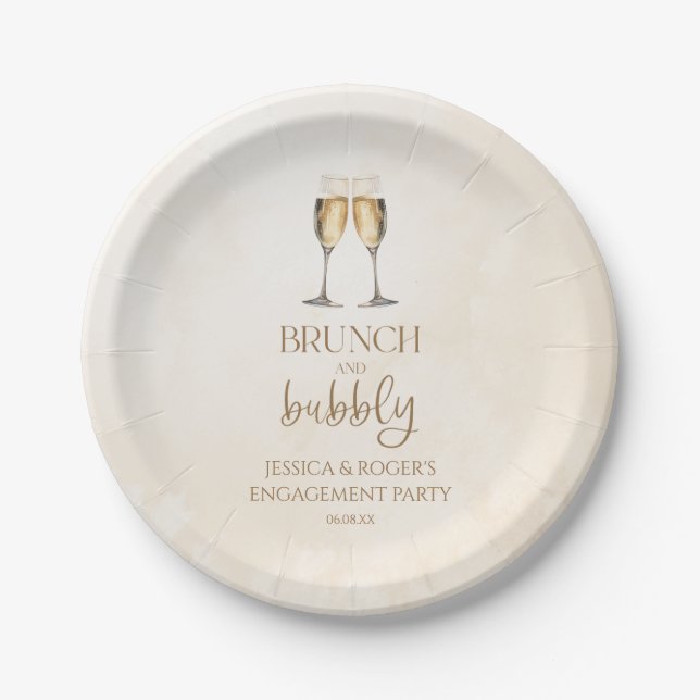 Plato De Papel Brunch y Bubbly Engagement Party Brunch (Anverso)