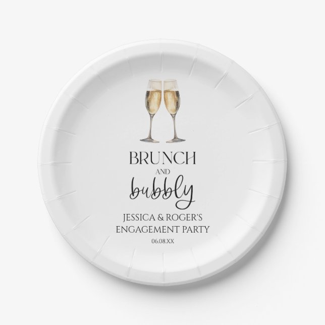 Plato De Papel Brunch y Bubbly Engagement Party Brunch (Anverso)