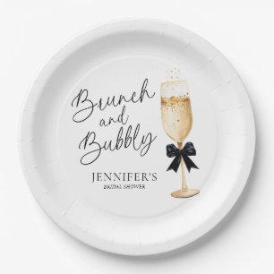 Plato De Papel Brunch y burbujas elegantes