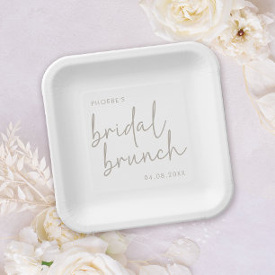 Plato De Papel Brunéi de novias en tazas y Minimalista blanco