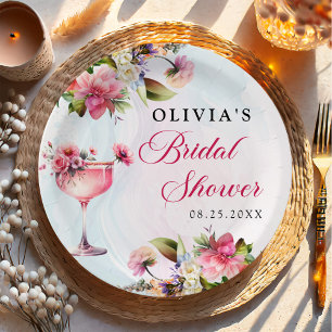 Plato De Papel Brunéi Floral Y Ducha De Novias De Buceo