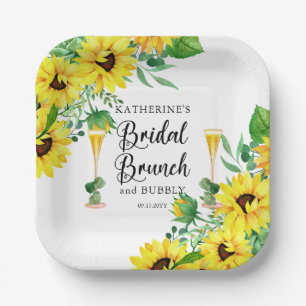 Plato De Papel Brunéi nupcial y ducha bucal Boho Sunflowers Pape