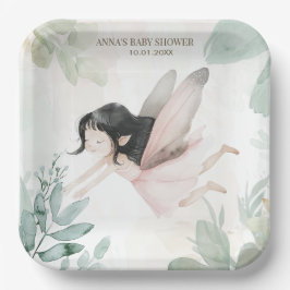 Plato De Papel Brunette Fairy Chica Baby Shower