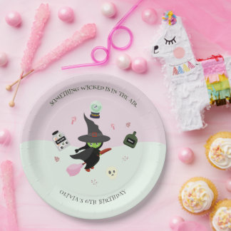 Plato De Papel Brutalmente lindo Día de Cumpleaños de la Bruja Ve