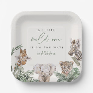 Plato De Papel BRYN Cute Jungle Safari Baby Baby Shower Animal