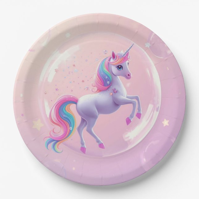 Plato De Papel Bubble Unicorn (Anverso)