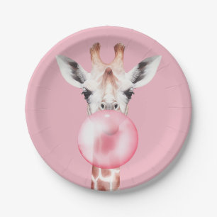 Plato De Papel Bubblegum Giraffe
