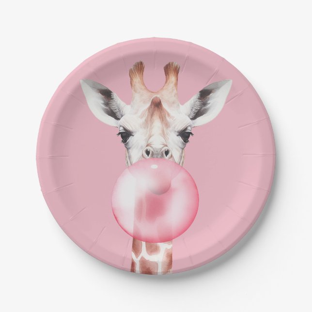 Plato De Papel Bubblegum Giraffe (Anverso)
