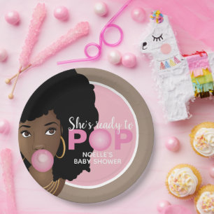 Plato De Papel Bubblegum rosada Está lista para pop