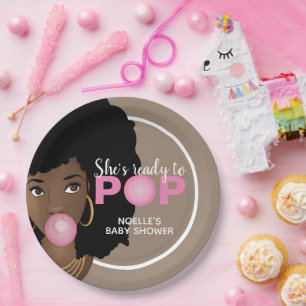 Plato De Papel Bubblegum rosada Está lista para pop