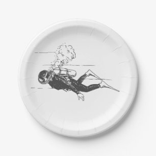 Plato De Papel Buceador de Scuba