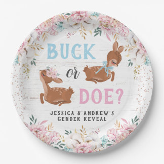 Plato De Papel ¿Buck o Doe? Revelación de Baby Shower