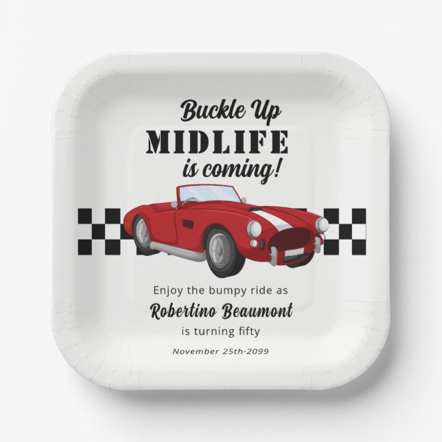 Plato De Papel Buckle Up Funny Midlife Car 50th Birthday (Anverso)
