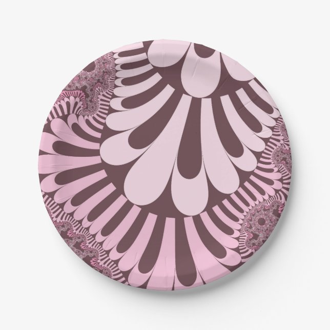 Plato De Papel Bucle rosa y Rosa (Anverso)