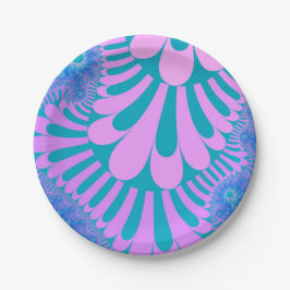Plato De Papel Bucle rosa y Verde azulado