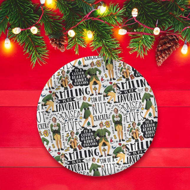 Plato De Papel Buddy the Elf Quote Pattern (Plate on table)