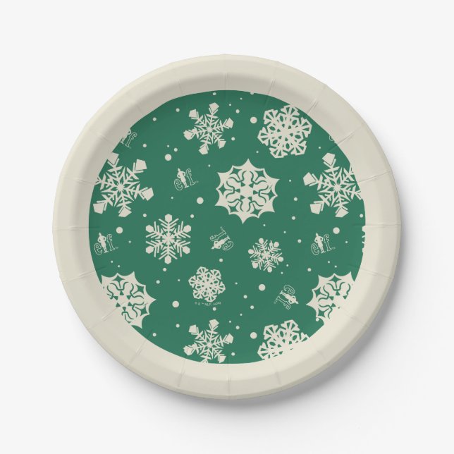 Plato De Papel Buddy the Elf Snowflake Pattern (Anverso)