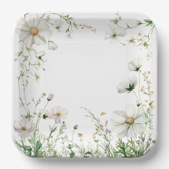 Plato De Papel Budget Purple Florals Bridgerton Bridal Shower (Anverso)