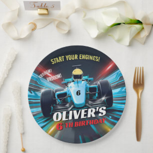 Plato De Papel Bue Grand Prix Racing Car Birthday
