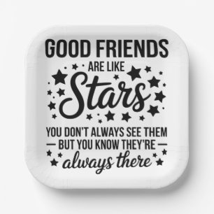 Plato De Papel Buenos amigos son como estrellas Frase Inspiradora