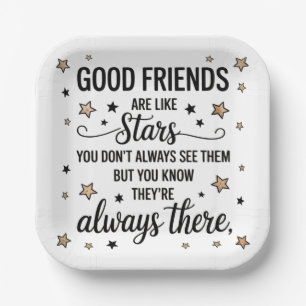 Plato De Papel Buenos amigos son como estrellas Frase inspiradora