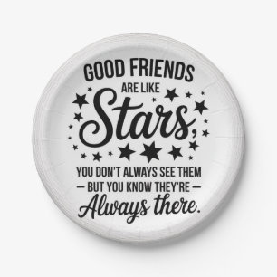 Plato De Papel Buenos amigos son como estrellas Frase Inspiradora
