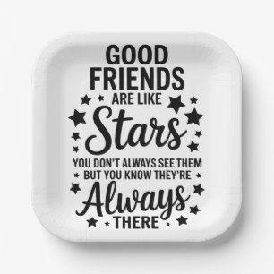 Plato De Papel Buenos amigos son como estrellas Frase Inspiradora