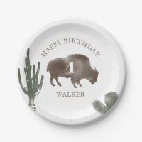 Búfalo Bison Desert Cactus Ranch Western Birthday