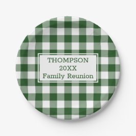 Plato De Papel Búfalo Blanco Verde Comprobar la reunión familiar