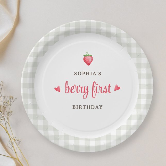 Plato De Papel Búfalo Check Chica Berry Primera fiesta de cumplea (Subido por el creador)
