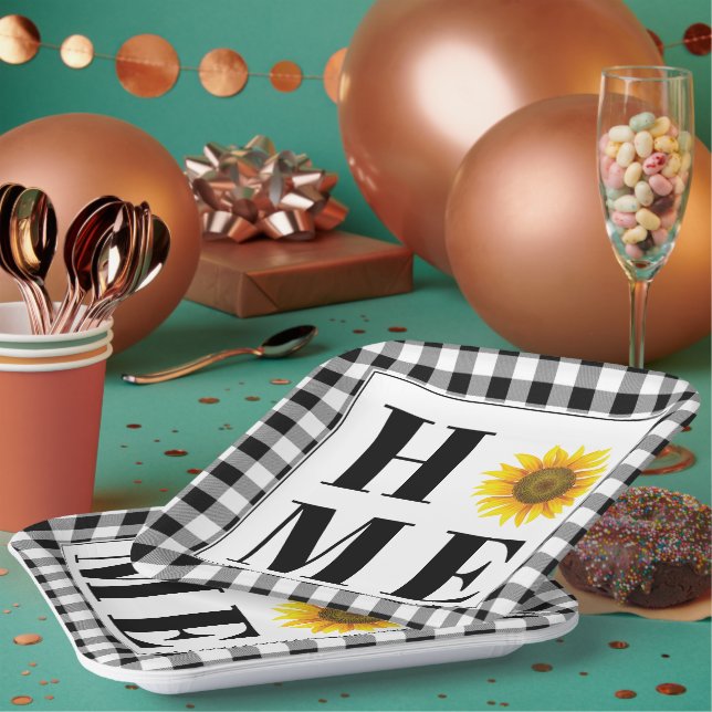 Plato De Papel Bufalo cheque girasol "Hogar" (Multi)