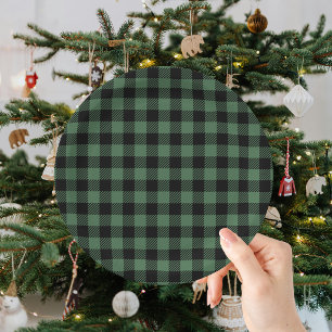 Plato De Papel Búfalo Cuadro Negro Verde Navidad 