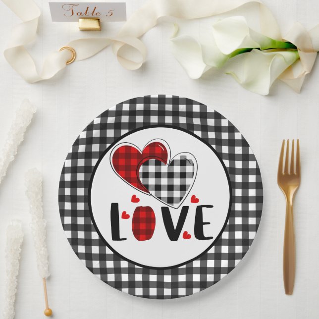 Plato De Papel Búfalo representado San Valentín amor (Boda)