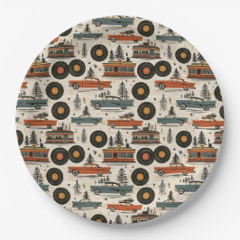 Plato De Papel Bufet estilo diner retro de Navidad