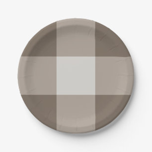 Plato De Papel Buffalo Check Beige Cream Ivory Gingham