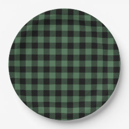 Plato De Papel Buffalo Plaid Christmas Black Green