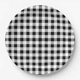 Plato De Papel Buffalo Plaid Christmas Black White