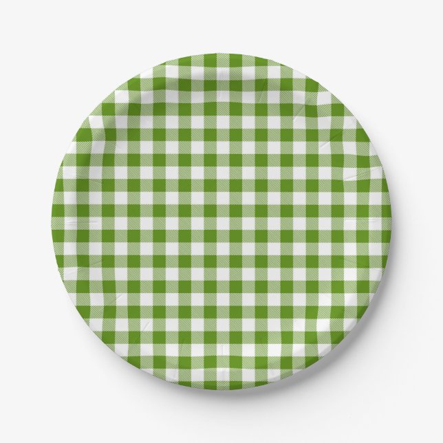 Plato De Papel Buffalo Plaid Green White Classic Multipropósito (Anverso)