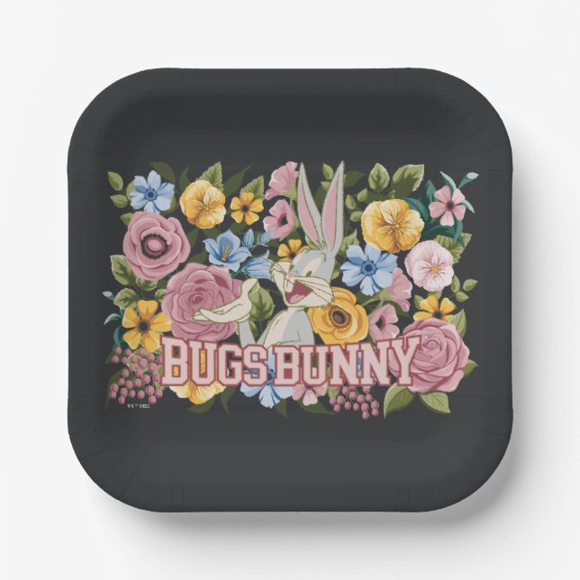 Plato De Papel BUGS BUNNY™ Bordado Floral Gráfico (Anverso)