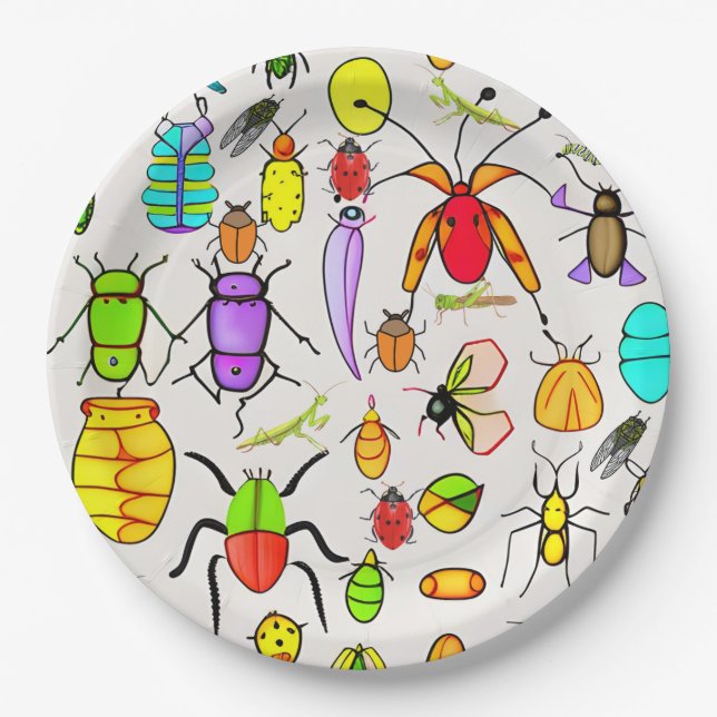 Plato De Papel Bugs e insectos raros (Anverso)