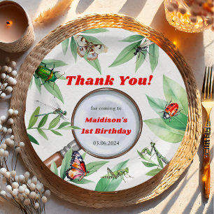 Plato De Papel Bugs & Insects Vintage Birthday Party