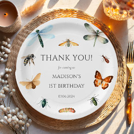 Plato De Papel Bugs & Insects Vintage Birthday Party