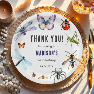 Plato De Papel Bugs & Insects Vintage Birthday Party