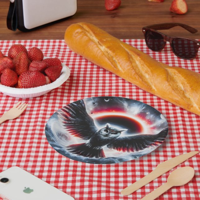 Plato De Papel Búho Celestial Cósmico Místico (Picnic)