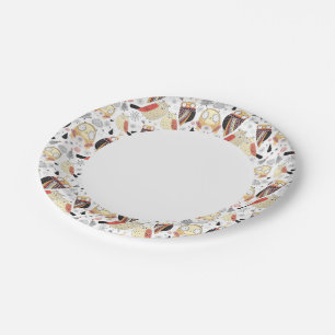 Plato De Papel búho chistoso de textura