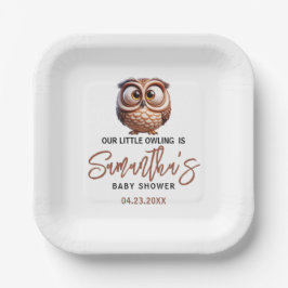 Plato De Papel Búho de la Caricatura Cuta Bebé Ducha