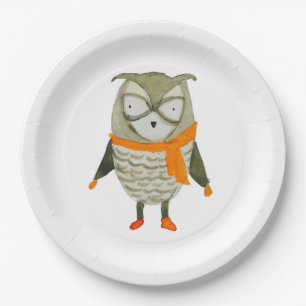 Plato De Papel Búho de los amigos del bosque