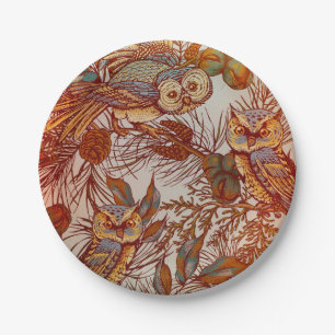 Plato De Papel búho de otoño vintage
