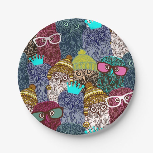 Plato De Papel Búho en la corona (Anverso)